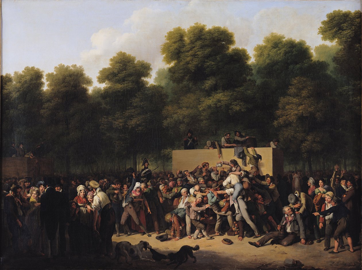 Distributionen av mat och vin på Champs-Elysees, 1822 av Louis Leopold Boilly