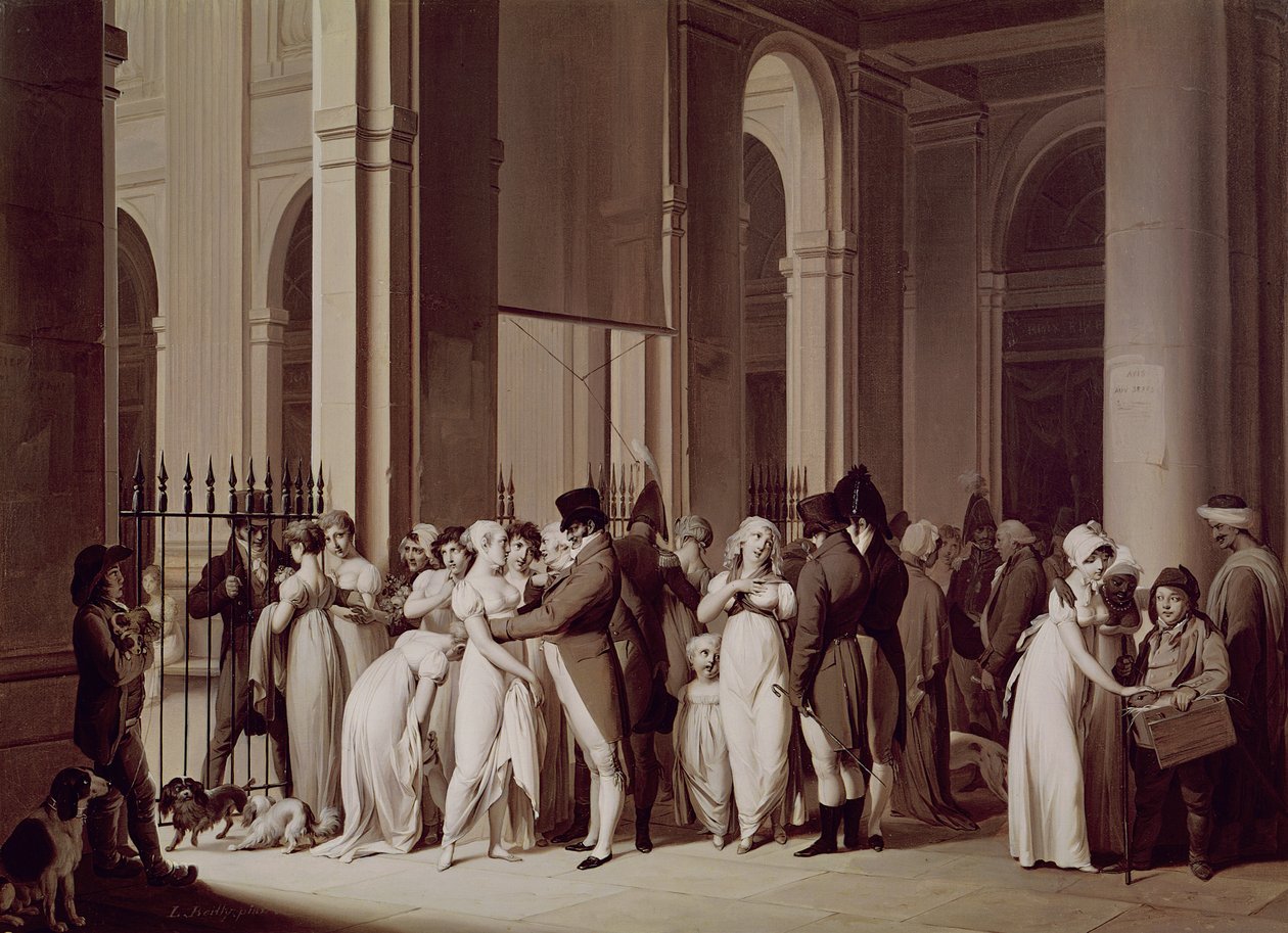 Gallerierna i Palais Royal, Paris, 1809 av Louis Leopold Boilly