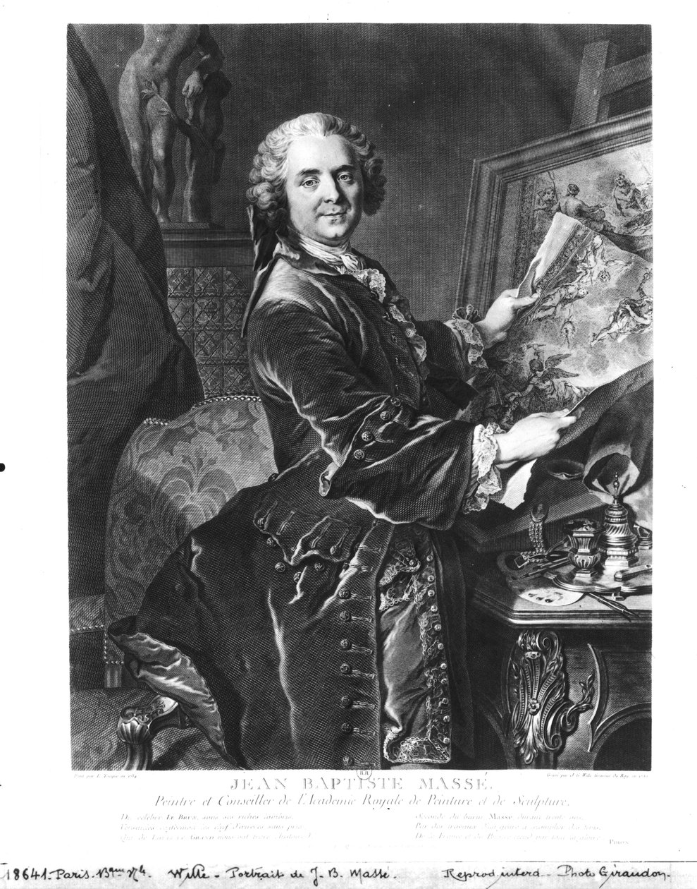 Jean Baptiste Masse (1687-1767) graverad av Johan Georg Wille (1715-1808) 1755 av Louis Tocqué