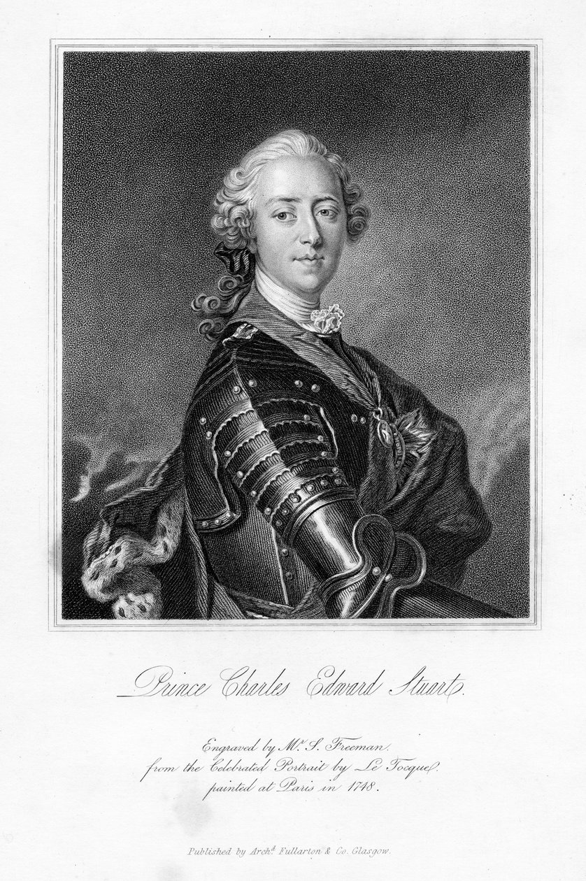 Prins Charles Edward Stuart, tryck av S. Freeman, ca 1849 av Louis Tocqué