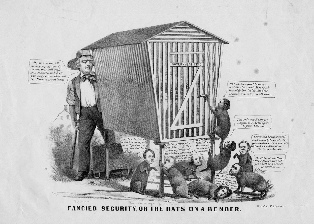 Fancied security, eller, Råttorna på en böjare, publicerad av Currier und Ives, New York, ca 1856 av Louis Maurer