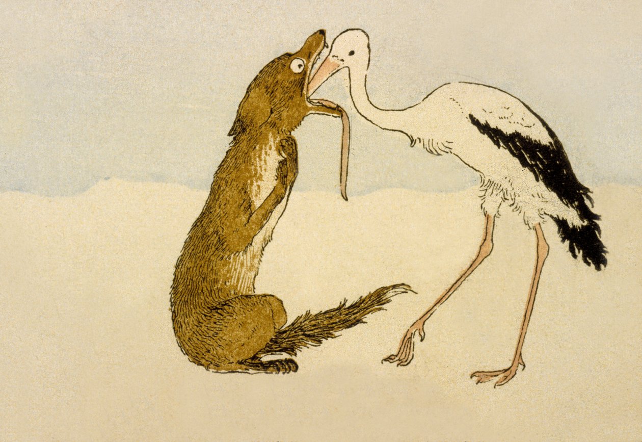 La Fontaines fabel "Vargen och storken", 1888 av Louis Maurice Boutet de Monvel