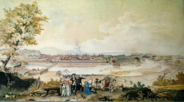 Besök av Louis Philippe Joseph (1747-93) hertig av Orleans i Besançon 1780 (wc på papper) av Louis Nicolas de Lespinasse