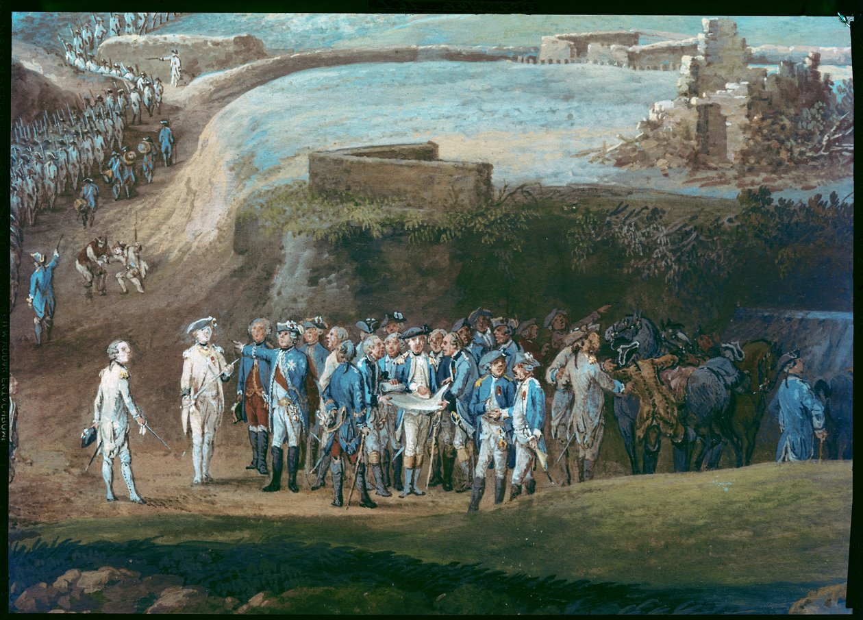 The Siege of Yorktown, 1-17 oktober 1781, detalj av den centrala gruppen, 1784 av Louis Nicolas van Blarenberghe