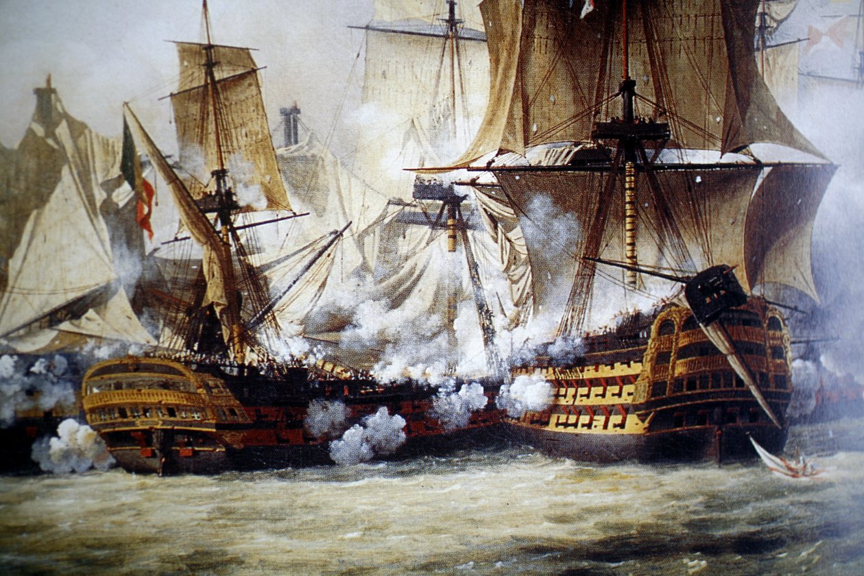 Scene of the Battle of Trafalgar av Louis Philippe Crepin