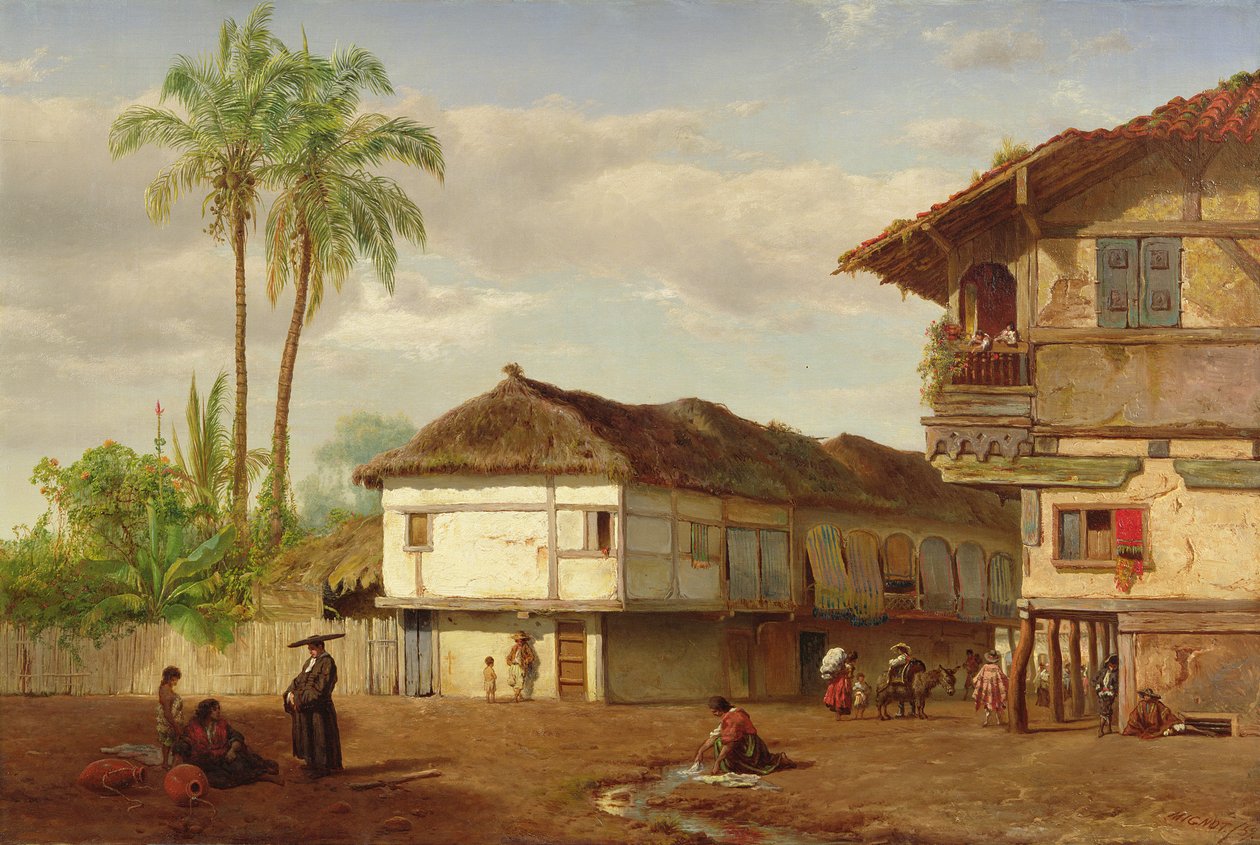 Gatuvy över Guayaquil, Ecuador, 1859 av Louis Rémy Mignot