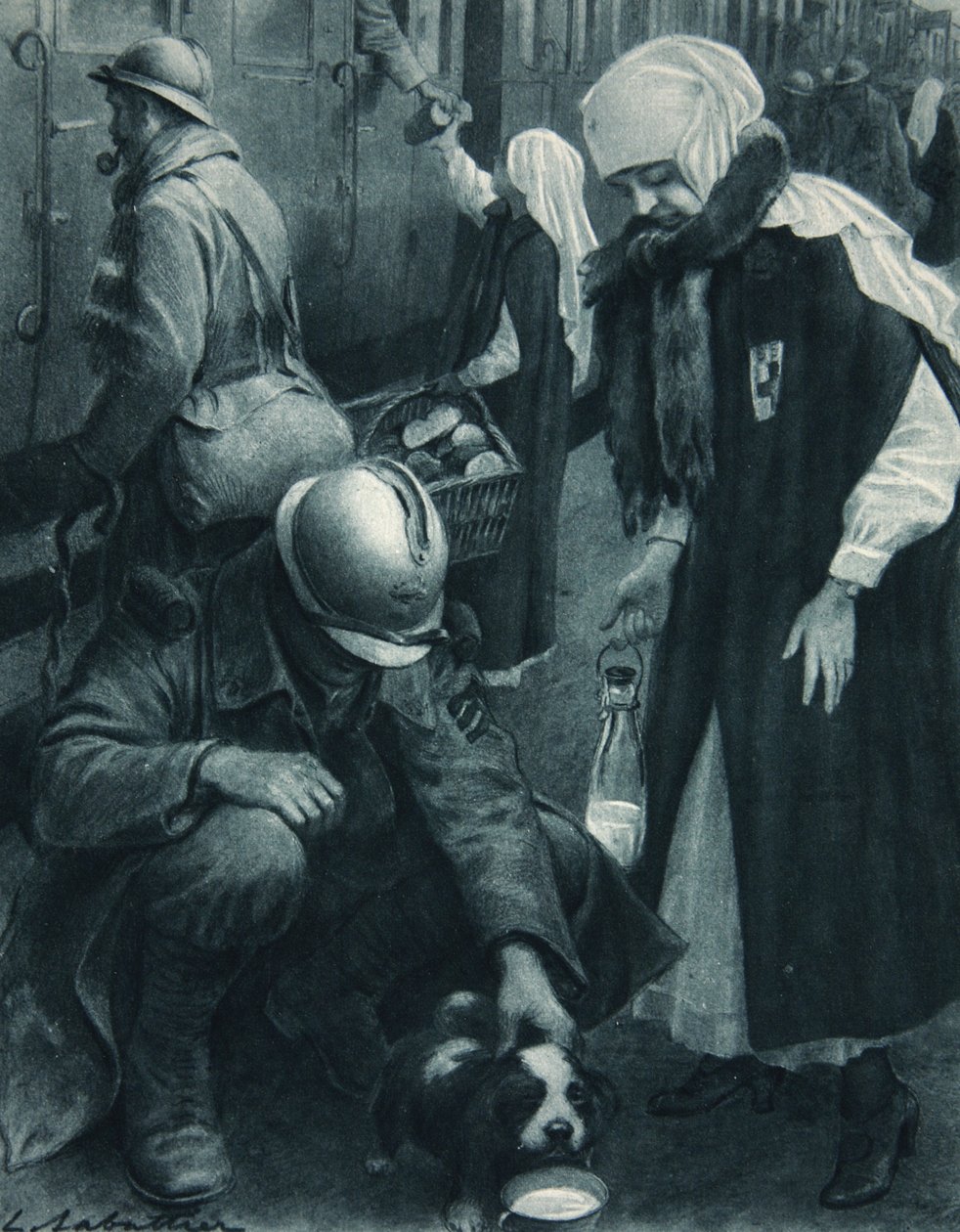 Poilu, valpen och Rödakorsarbetaren, illustration från 