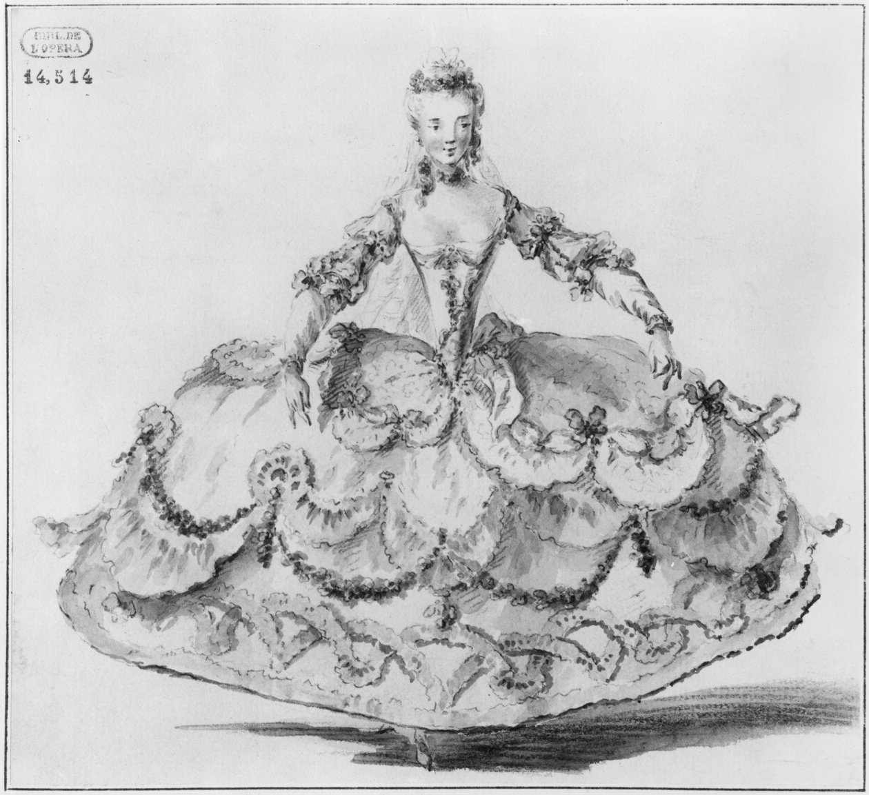 Miss Marie Salle (penna och wc på papper) av Louis Rene Boquet
