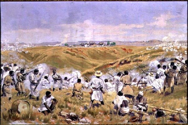 Slaget vid Tsaratsora, Madagaskar, 1 juli 1895 av Louis Tinayre