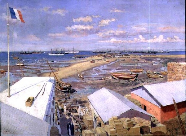 Landningen i Majunga, 15 maj 1895 av Louis Tinayre