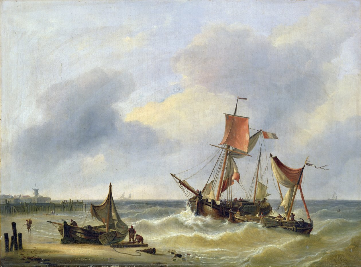 Coastal View, 1833 av Louis Verboeckhoven