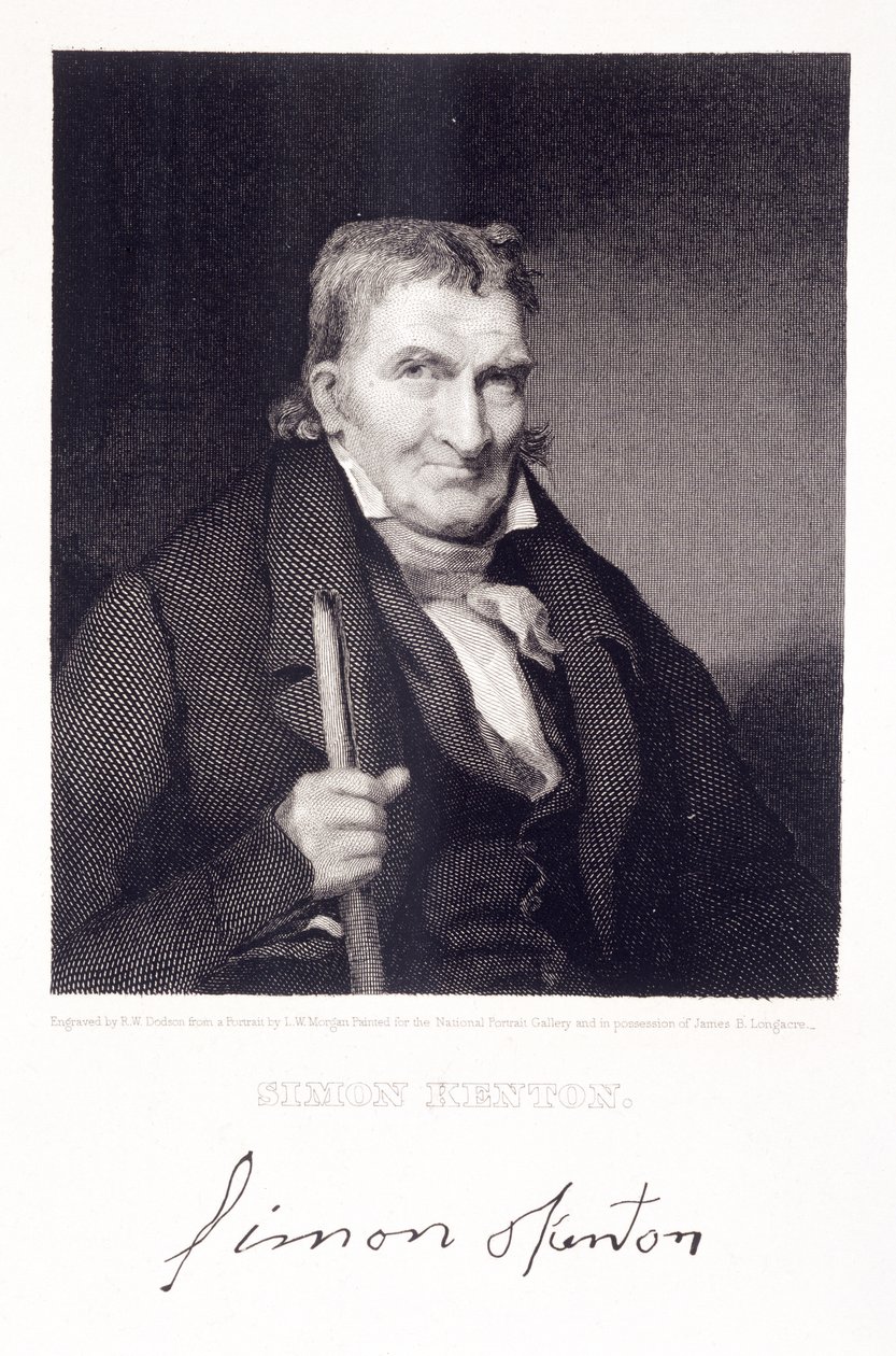 Simon Kenton (1755-1836) graverad av Richard W. Dodson (1812-67) av Louis W. Morgan