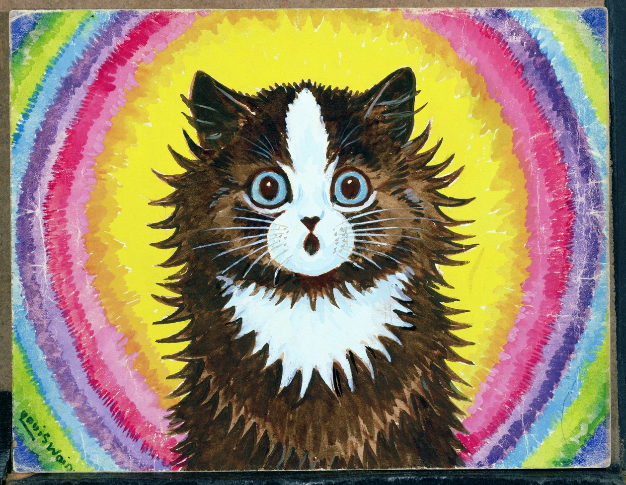 Cat in a Rainbow (wc och gouache på papper) av Louis Wain