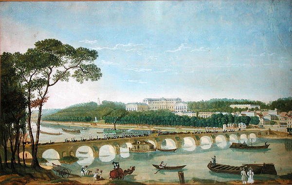 Besök av kungen och drottningen av Neapel i Chateau de Saint-Cloud, maj 1830 (wc & gouache på papper) av Louis Ducis