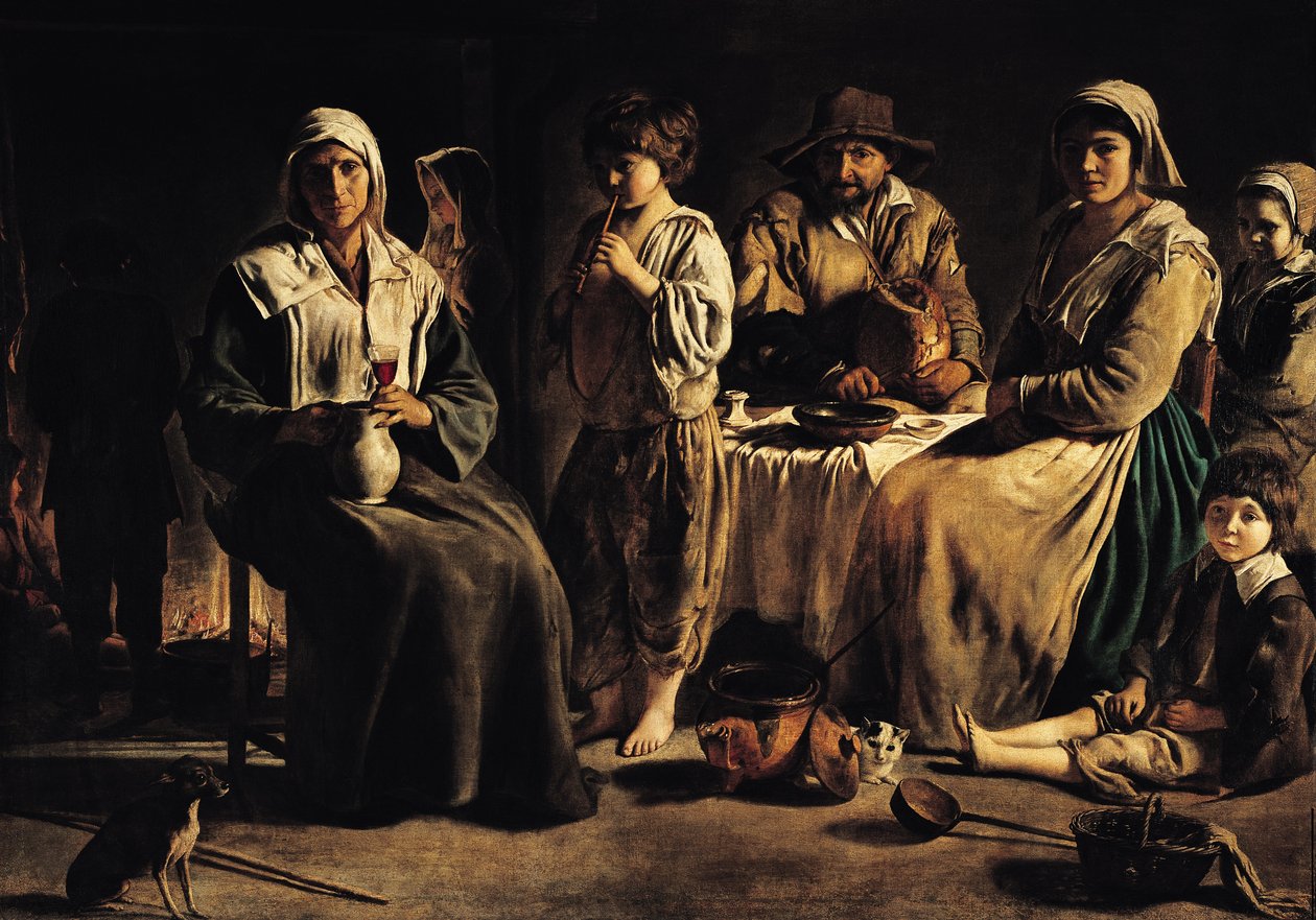 Bondefamilj i ett inre, c.1643 av Louis le Nain