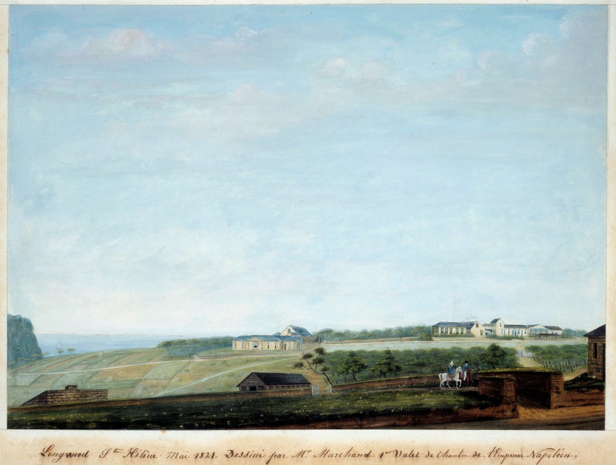 Utsikt över Longwood på ön Sainte Helene, maj 1821 av Louis Joseph Marchand