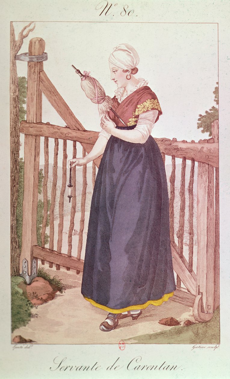 Dräkt för en tjänare från Carentan, tryckt av Georges Jacques Gatine av Louis Marie Lante