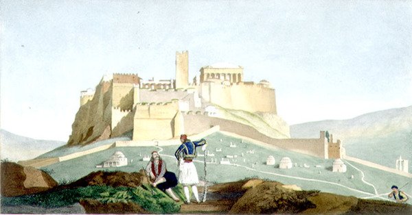 Utsikt över Akropolis i Aten av Louis (after) Dupre