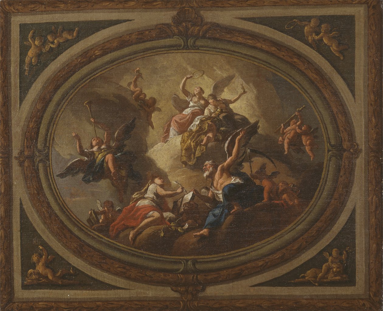 Sketch for an Oval Ceiling, c.1705 (olja på duk) av Louis (after) Laguerre
