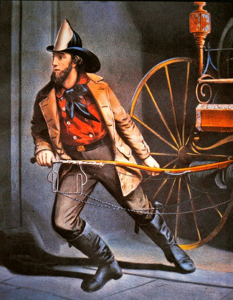 The American Fireman: Always Ready, publicerad av Currier & Ives av Louis (after) Maurer