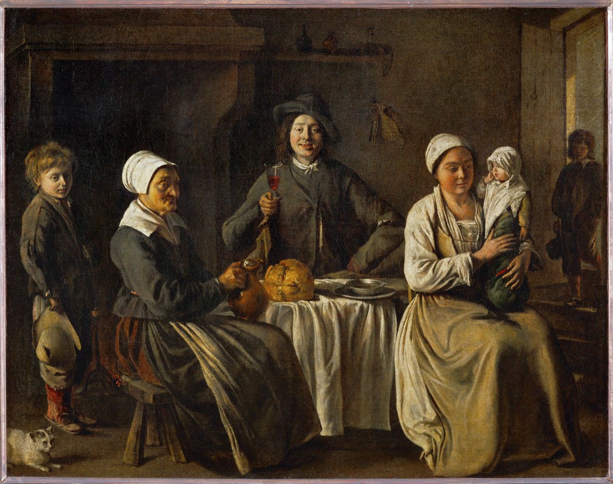 Den lyckliga familjen också Dopets återkomst... av Louis (attr. to) Le Nain