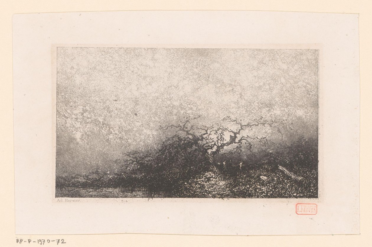 Landskap med ett träd vid en pool Olika landskap (serietitel) Croquis du voyage de 1843 (serietitel) av Louis Adolphe Hervier