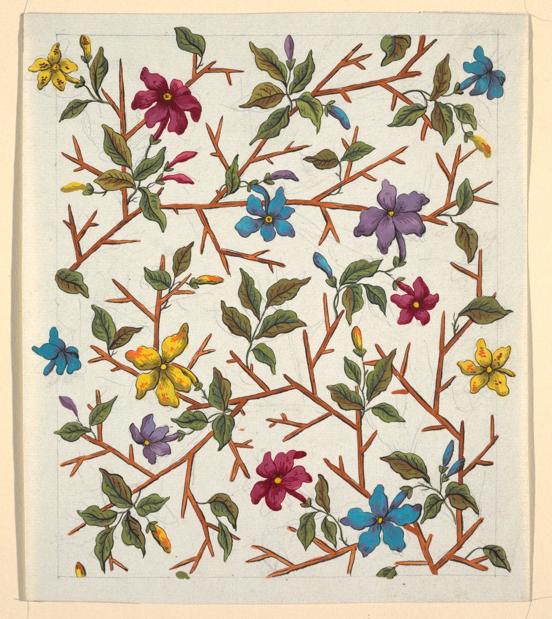 Blommönster för tryckt textil av Louis Albert DuBois
