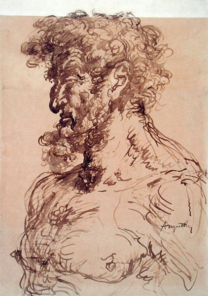 Bust of a Man (Självporträtt), ca 1905 (penna och bläck på papper) av Louis Anquetin