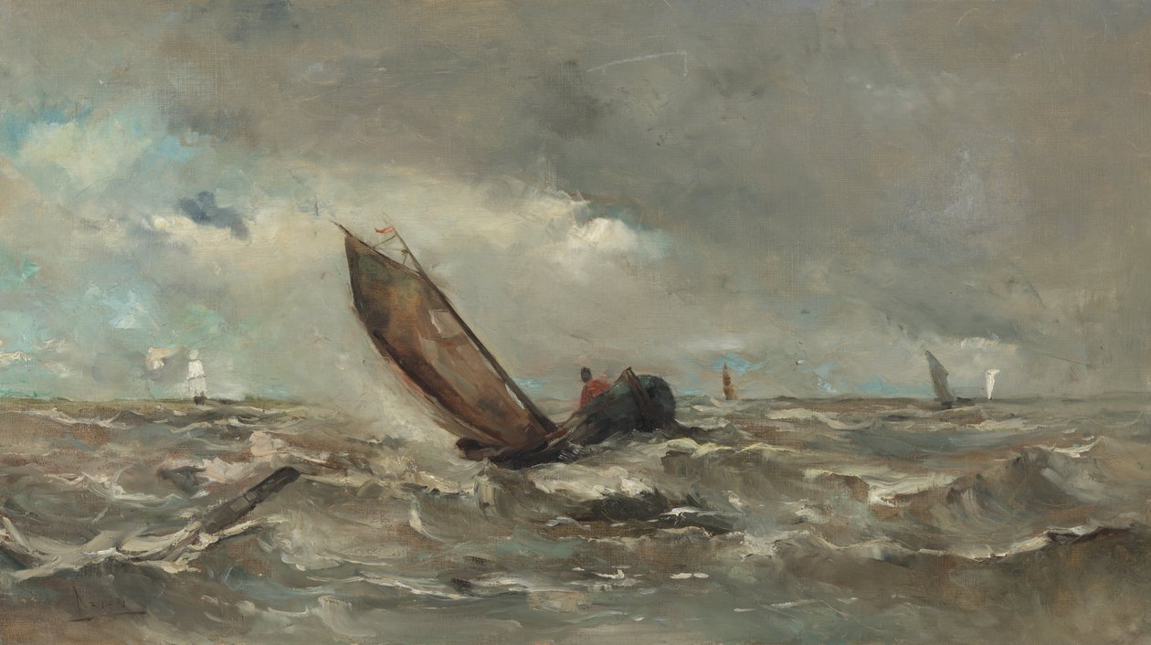 Holländska: Båt i stormen av Louis Artan