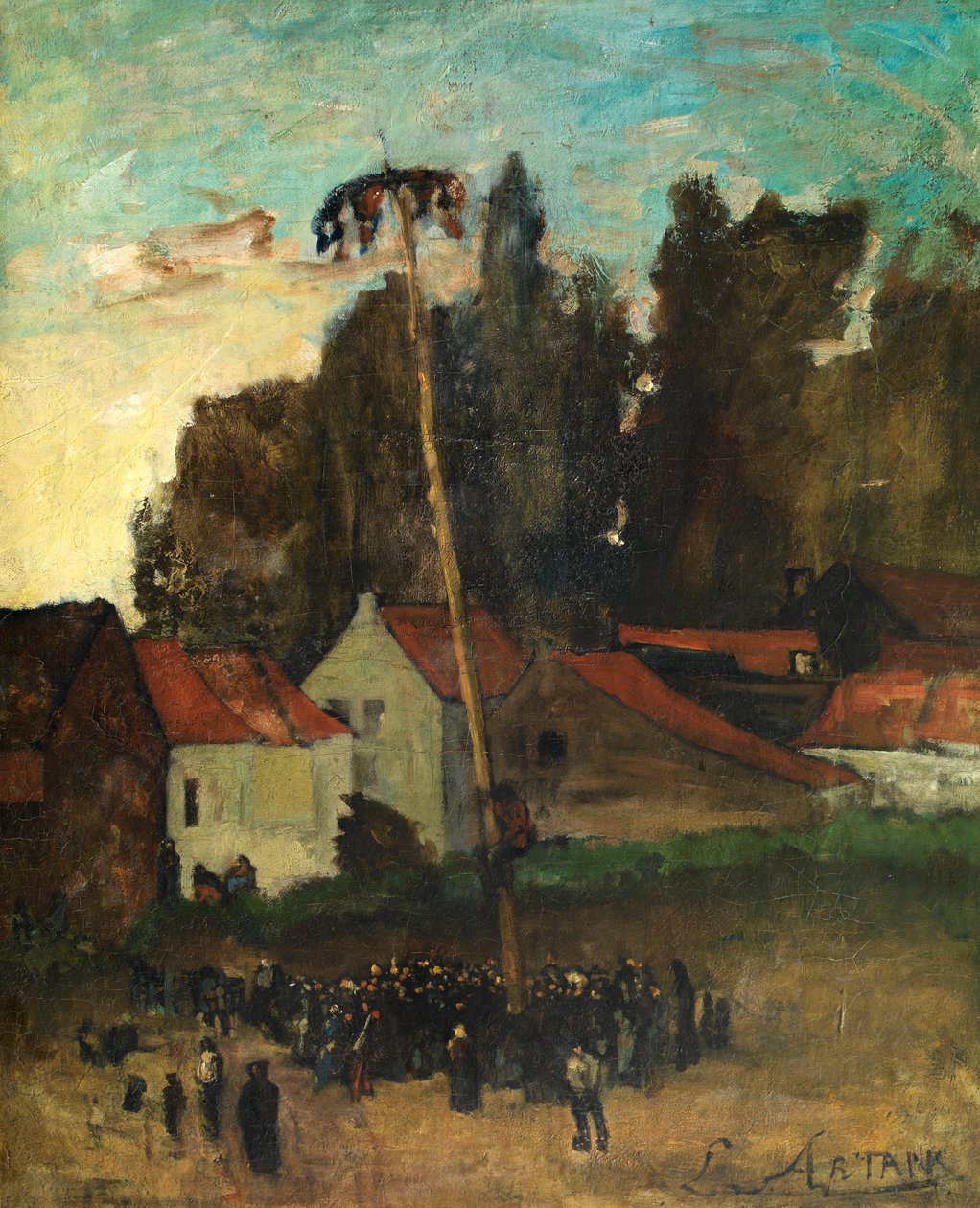 Climbing the Pole (olja på duk) av Louis Artan de Saint Martin
