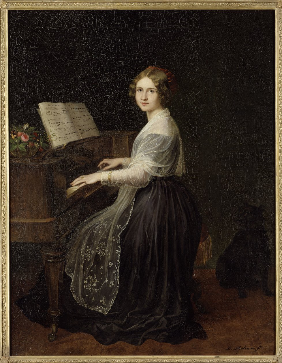 Porträtt av sopranen Jenny Lind (1820-1887), av Asher, Louis (1804-1878). Olja på duk av Louis Asher