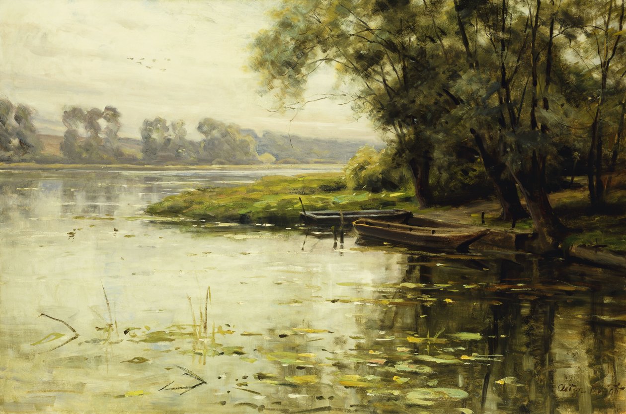 Äng vid flodstranden; La Prairie au bord de Fleuve av Louis Aston Knight