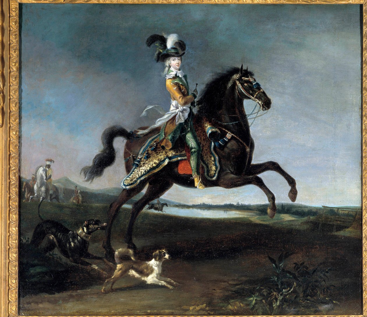 Ridsporträtt av Marie Antoinette av Lorraine Habsburg, Frankrikes drottning (1755-1793) Målning av Louis Auguste Brun (1758-1815) av Louis Auguste Brun