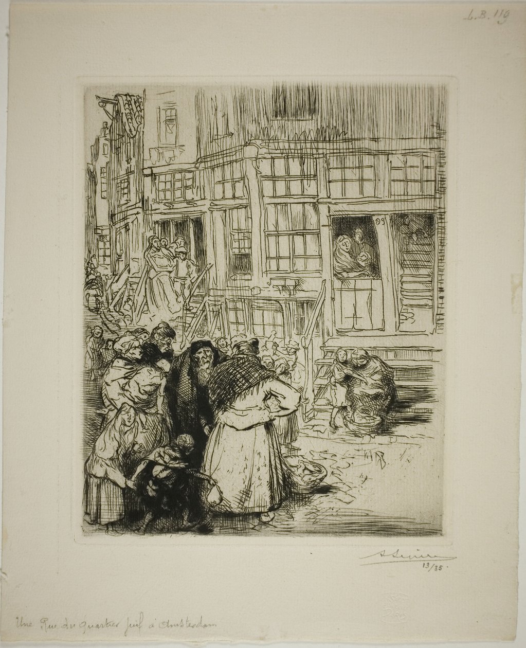 En gata i de judiska kvarteren i Amsterdam av Louis Auguste Lepère