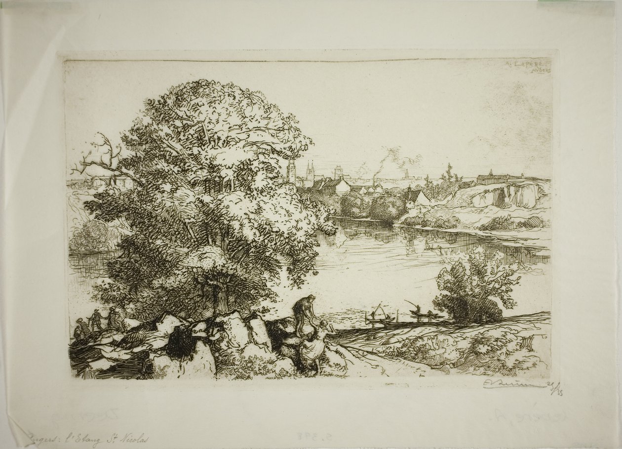 Angers, sjön Saint-Nicolas av Louis Auguste Lepère