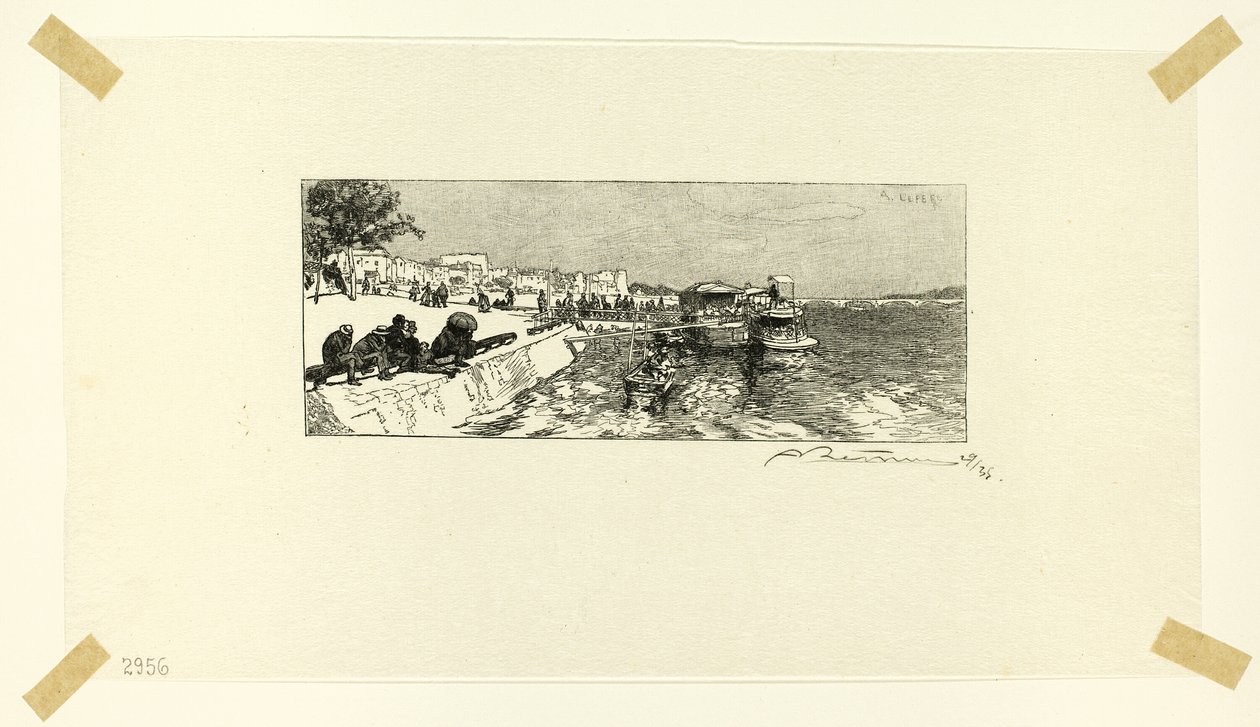 Bercy Wharf, plansch två från Le Long de la Seine et des Boulevards av Louis Auguste Lepère