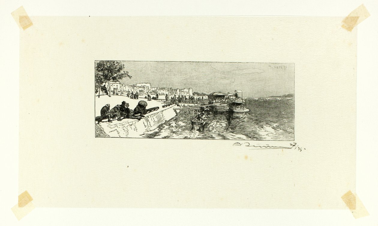 Bercy Wharf, plansch två från Le Long de la Seine et des Boulevards av Louis Auguste Lepère