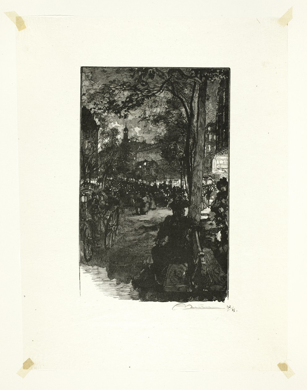 Boulevard Montmartre, kväll, plansch femton från Le Long de la Seine et des Boulevards av Louis Auguste Lepère