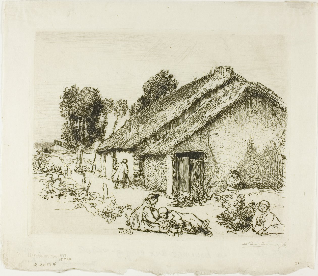 Stuga med fem barn av Louis Auguste Lepère