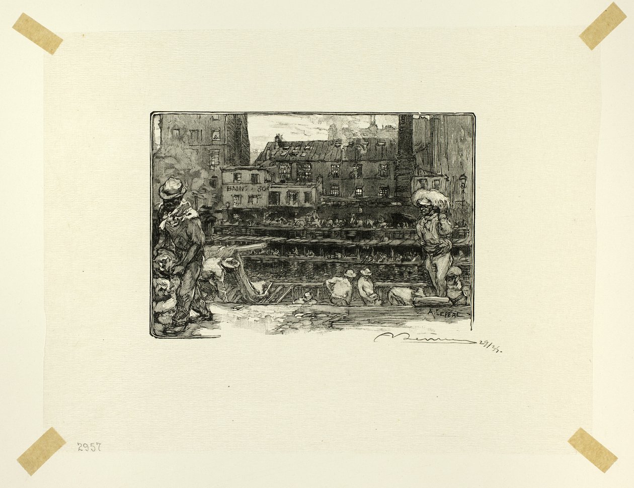 Gipsavlastare, plansch tre från Le Long de la Seine et des Boulevards av Louis Auguste Lepère