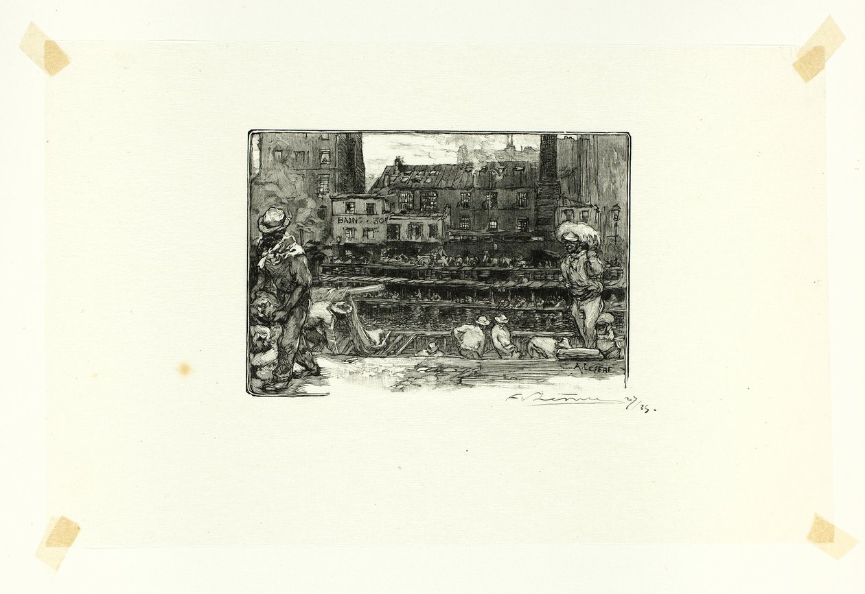 Gipsavlastare, plansch tre från Le Long de la Seine et des Boulevards av Louis Auguste Lepère