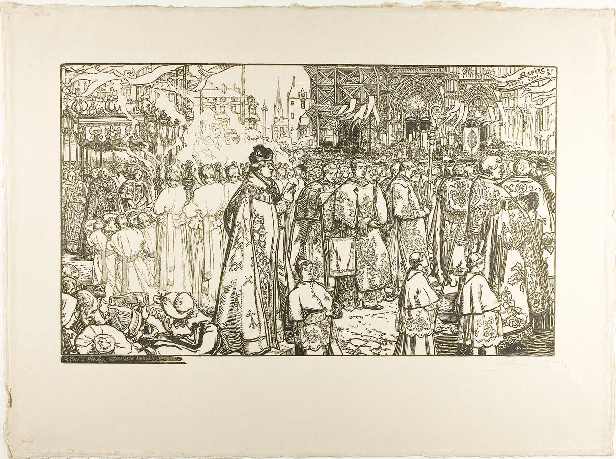 Corpus Christi-processionen, Nantes av Louis Auguste Lepère