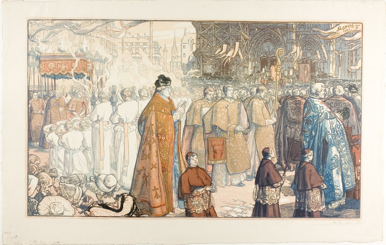 Corpus Christi-processionen, Nantes av Louis Auguste Lepère