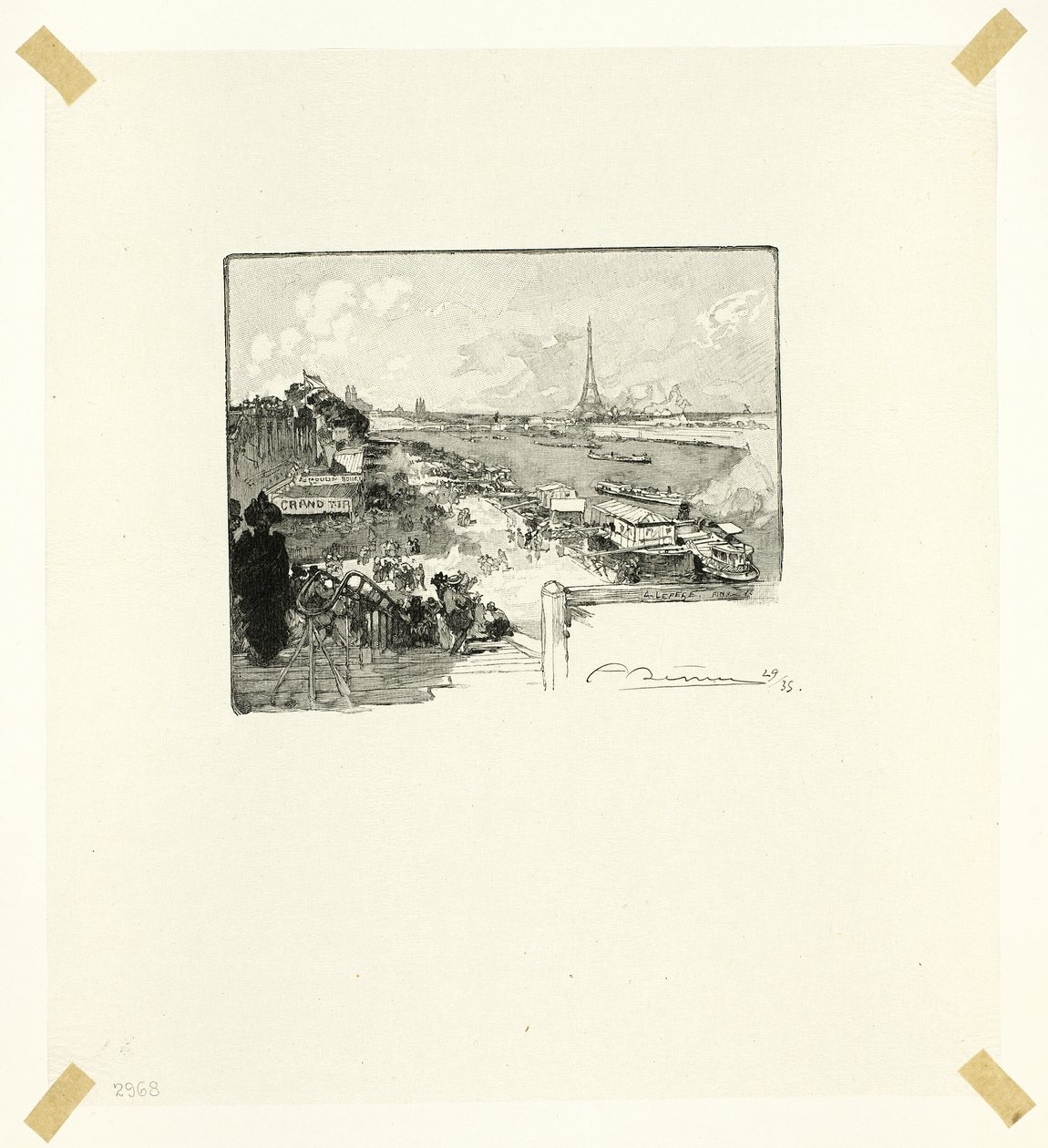 Gryningen, plansch fjorton från Le Long de la Seine et des Boulevards av Louis Auguste Lepère