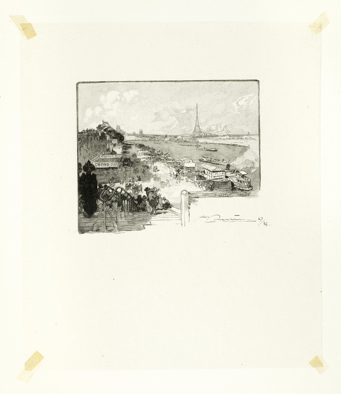 Gryningen, plansch fjorton från Le Long de la Seine et des Boulevards av Louis Auguste Lepère