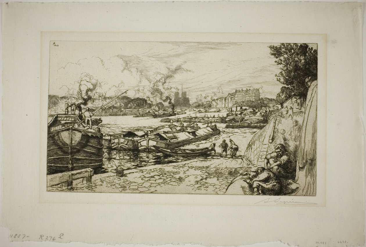 Seine vid mynningen av Canal Saint-Martin av Louis Auguste Lepère