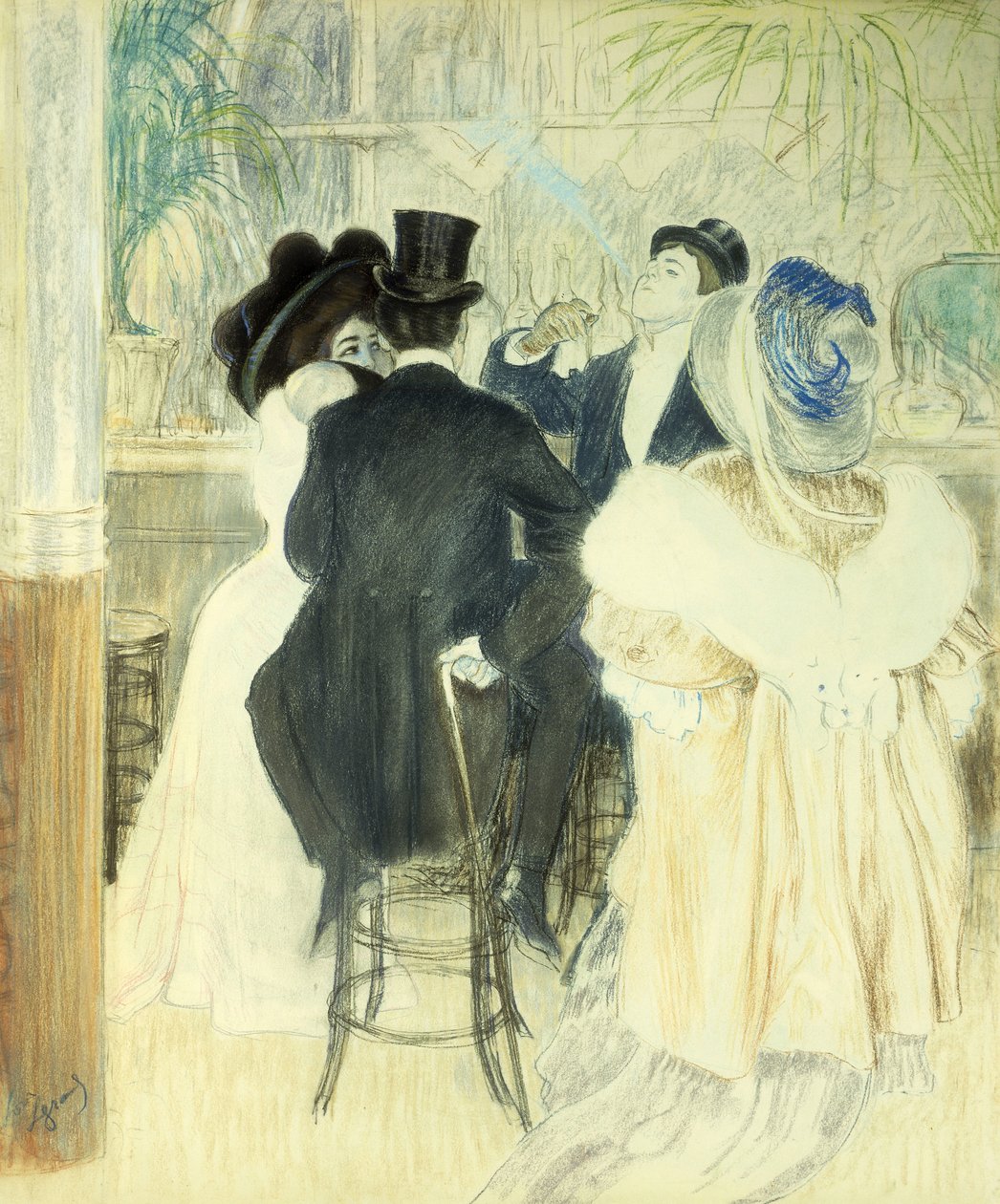 Figurer på ett kafé (pastell på papper) av Louis Auguste Mathieu Legrand