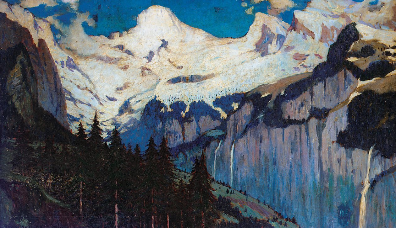 Kvällsvy från Wengen (olja på duk) av Louis Augustus Sargent