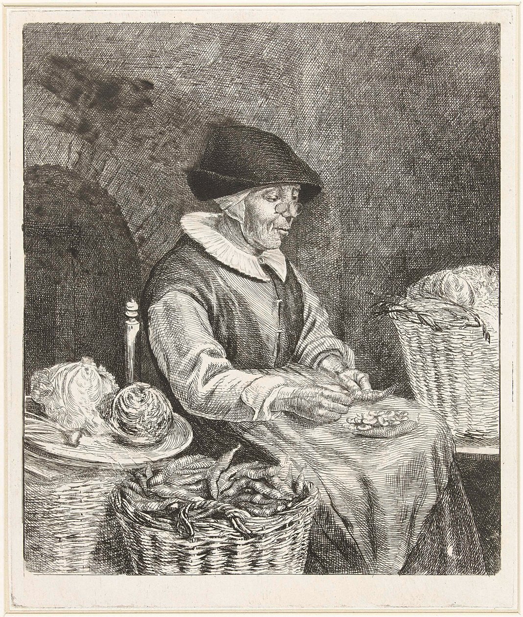Coclers, L B, Gammal kvinna som doppar bönor (1780, Rijksmuseum Amsterdam) av Louis Bernard Coclers
