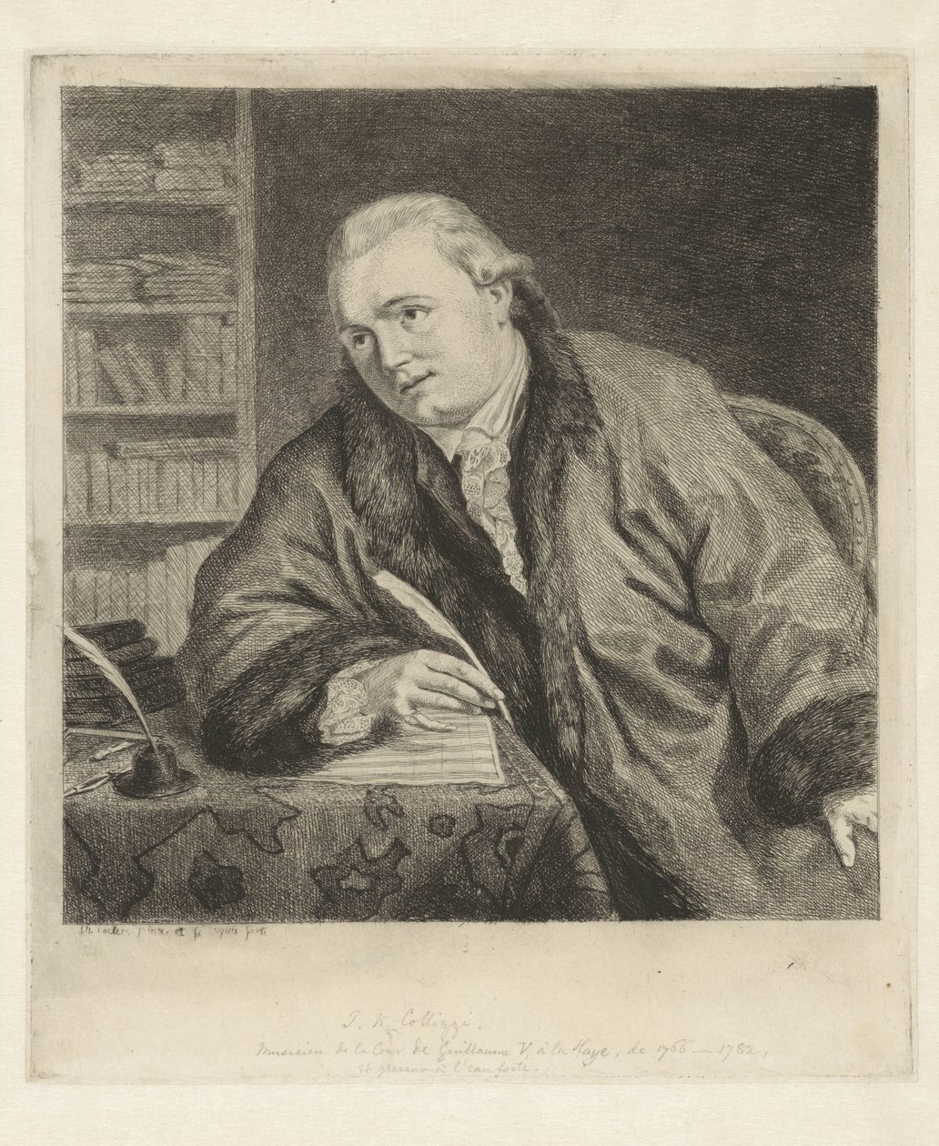 Porträtt av kompositören och etsaren Johan Antoni Kauclitz Colizzi av Louis Bernard Coclers